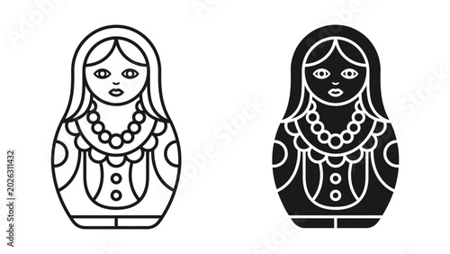 Obraz na płótnie Two matryoshka nesting dolls with floral pattern