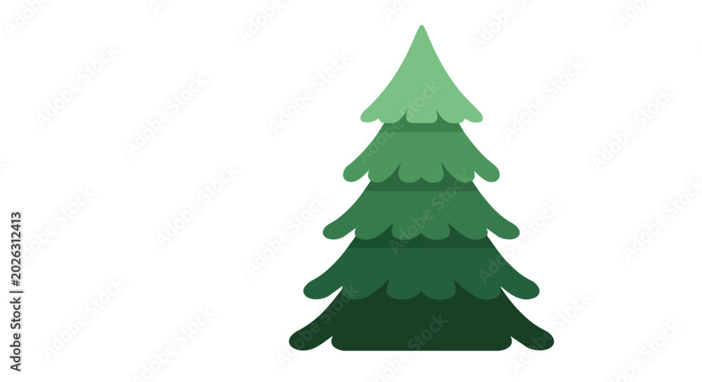 Fototapeta premium Stylized layered evergreen pine tree illustration isolated on white background