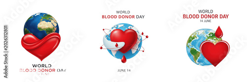 Photos Set and collection of world blood donor day creative concept graphic isolated on