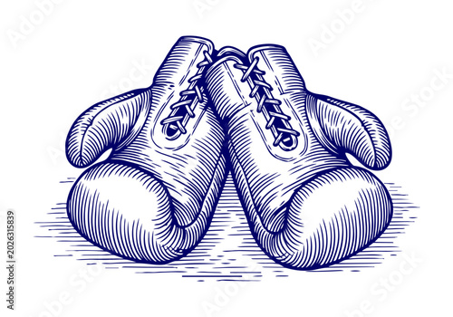 Boxing hand drawn simple engraved vector illustration