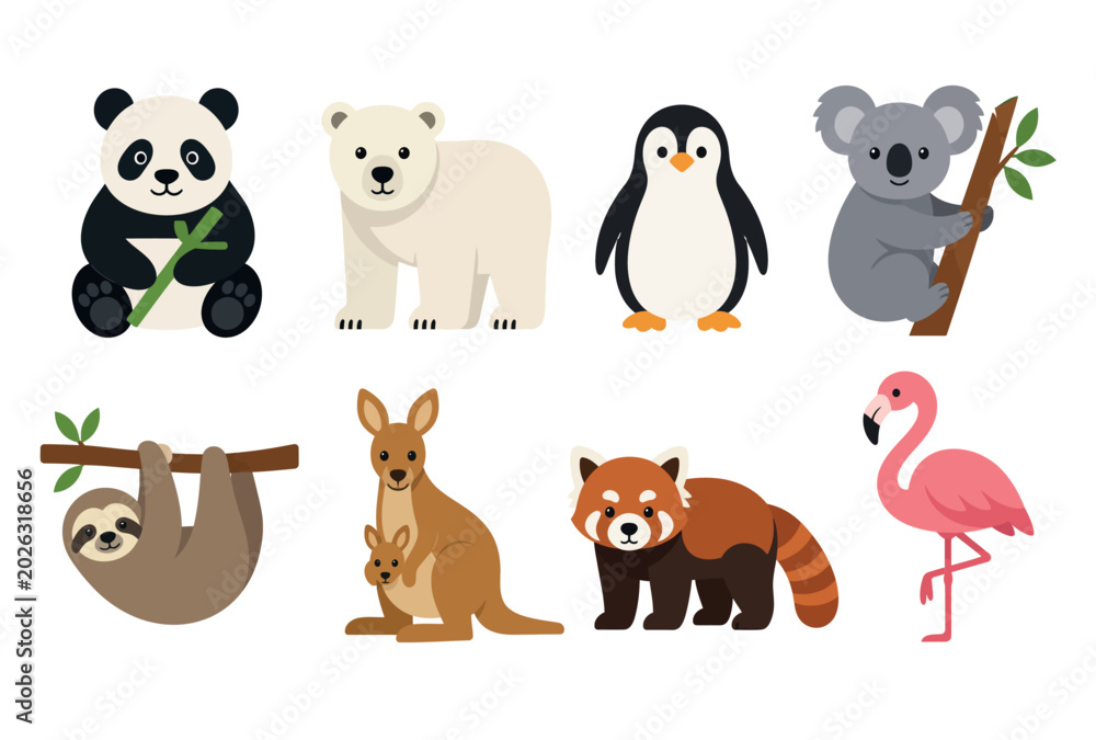 Fototapeta premium Cute cartoon animal friends group.