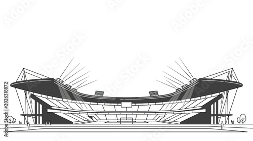 Quadro su tela Architectural sketch of a large modern sports stadium.