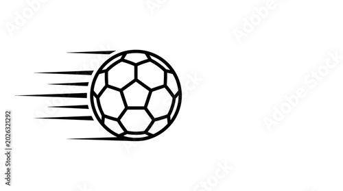 Bild auf Leinwand Black and white icon of a fast moving soccer ball.