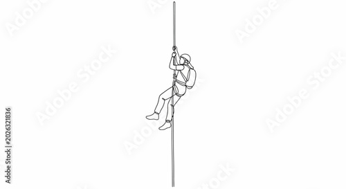 Tableau sur toile Adventurous person rappelling down a rope, extreme sport, dynamic movement