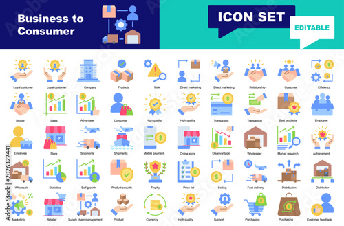 Принти на полотні Business to Consumer icon set