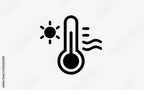 heatwave icon set vector illustration, global warming and climate change symbols collection including thermometer heat rise, hot temperature warning and environmental heatwave risk icons isolated.