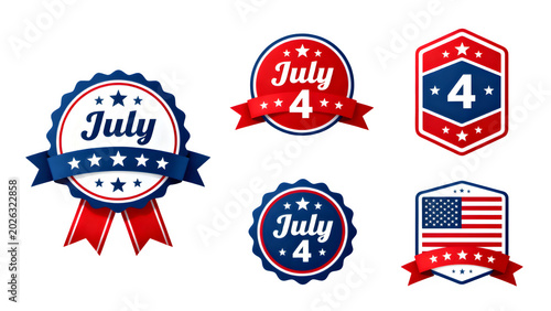 July 4 Patriotic Badge and Label Bundle PNG