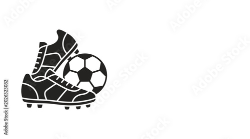 Photos Black silhouette icon featuring a pair of soccer cleats and a football ball