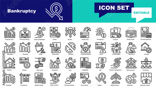 Fotografía Bankruptcy icon set