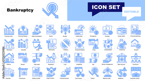 Fotografi Bankruptcy icon set