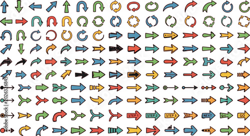 Quadro su tela Arrows in multicolored styles feature a wide variety of directional indicators and UI elements