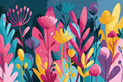 Fotografía Colorful abstract floral illustration