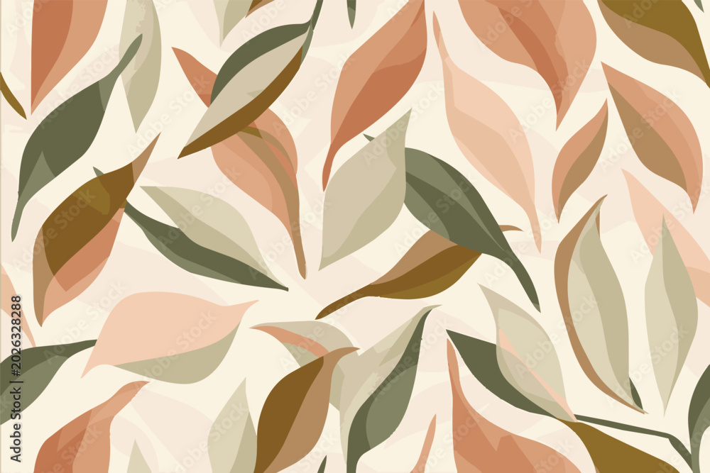 Fototapeta premium Abstract pattern with pastel leaves