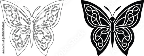 Beautiful butterfly vector icon featuring celtic knot pattern for decorative design work.