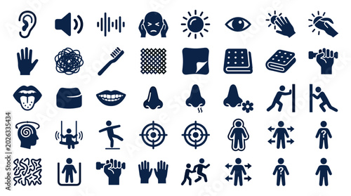 Canvas Print Collection of human senses and perception icons representing sight hearing smell