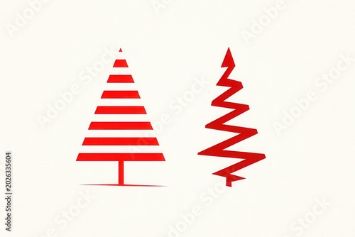 Two stylized Christmas tree icons isolated on white background
