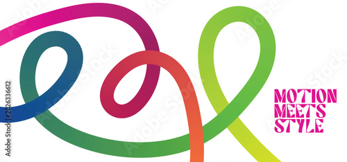 Foto Vibrant gradient colored lines elegantly intertwine and loop across a clean whit