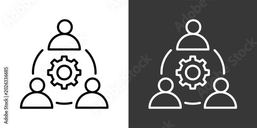 Third Party Black And White Icon Set Collection Pack Vector Illustration