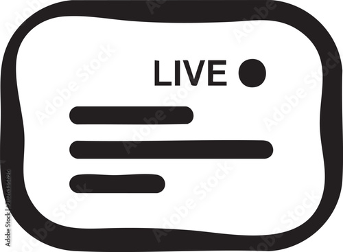 Live streaming icon, social media live symbol, video broadcast sign, online streaming logo