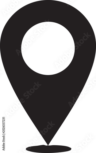 Map pin icon, location marker symbol, navigation pointer, black location sign