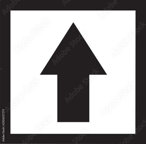 Black arrow up icon, direction symbol, navigation sign, vector graphic