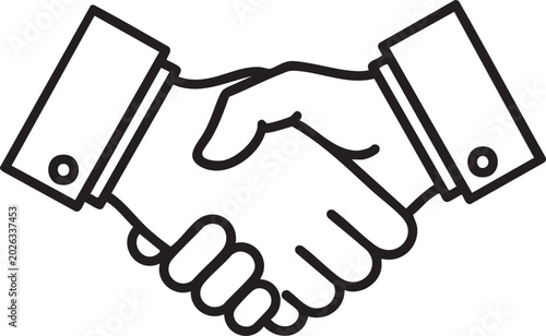 Handshake icon, business partnership symbol, agreement handshake, corporate handshake