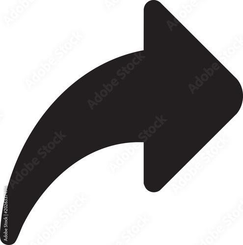 Black arrow icon, right pointing symbol, navigation pointer, vector graphics