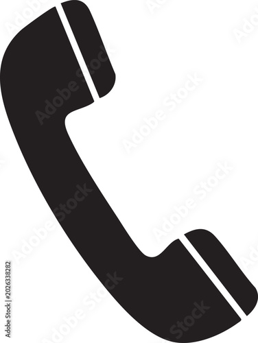 Fotografie Black telephone receiver icon, phone handset symbol, communication device, vecto