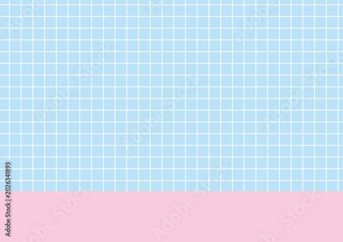 手描き風水色とピンク帯の方眼紙背景