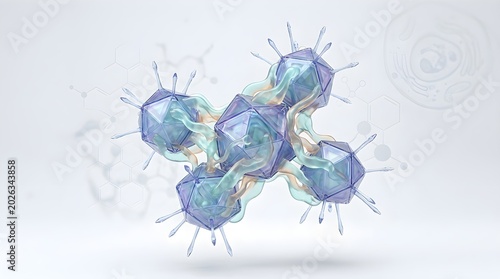 Virus cells microscopic scientific illustration.