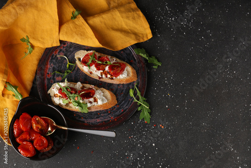 Plate of tasty tomato brusc...