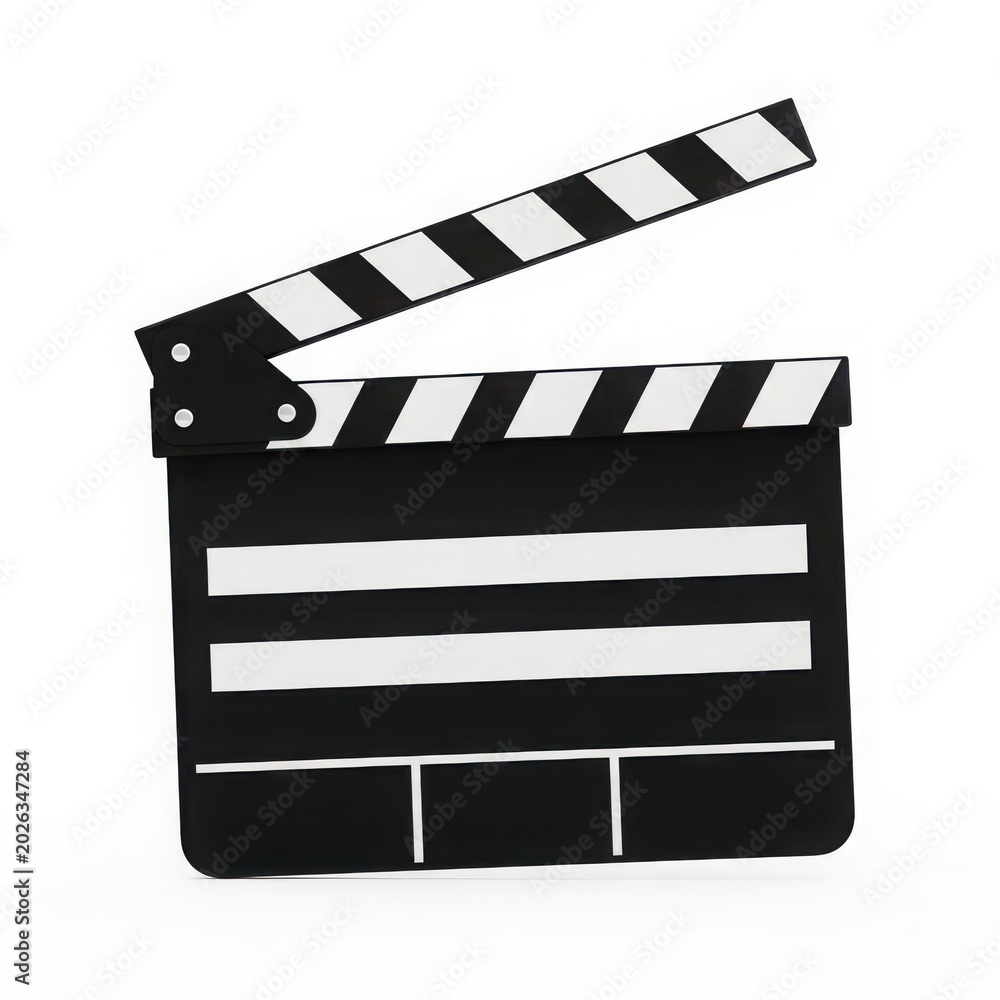 Fototapeta premium A Black and White Clapper Board on a White Background for Film Production