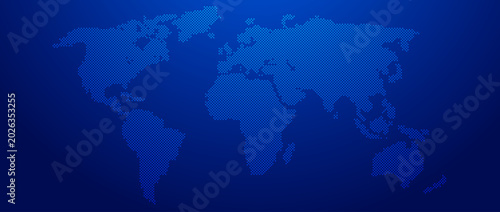 Фотография Blue glowing dotted world map concept