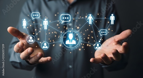 Human resources network concept with employee connections and communication