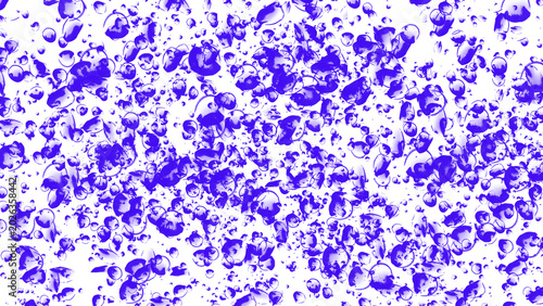 Bild auf Leinwand Vibrant purple water bubbles on white background, abstract liquid splash texture