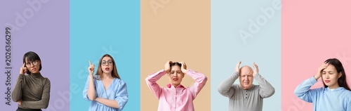 Collage of thoughtful peopl...
