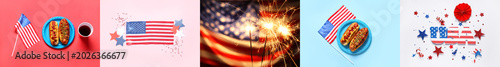 Collage of USA flags with d...