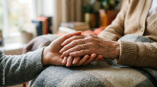 Compassionate Caregiving and Supportive Hand Holding in Emotional Moment.