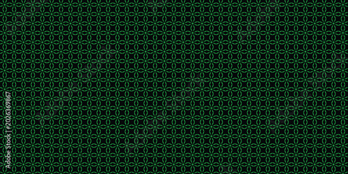 Seamless geometric pattern with green floral motifs