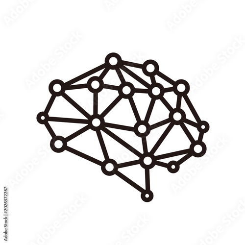 ニューラルネットワーク脳アイコン｜AI・人工知能・機械学習の線画ベクター