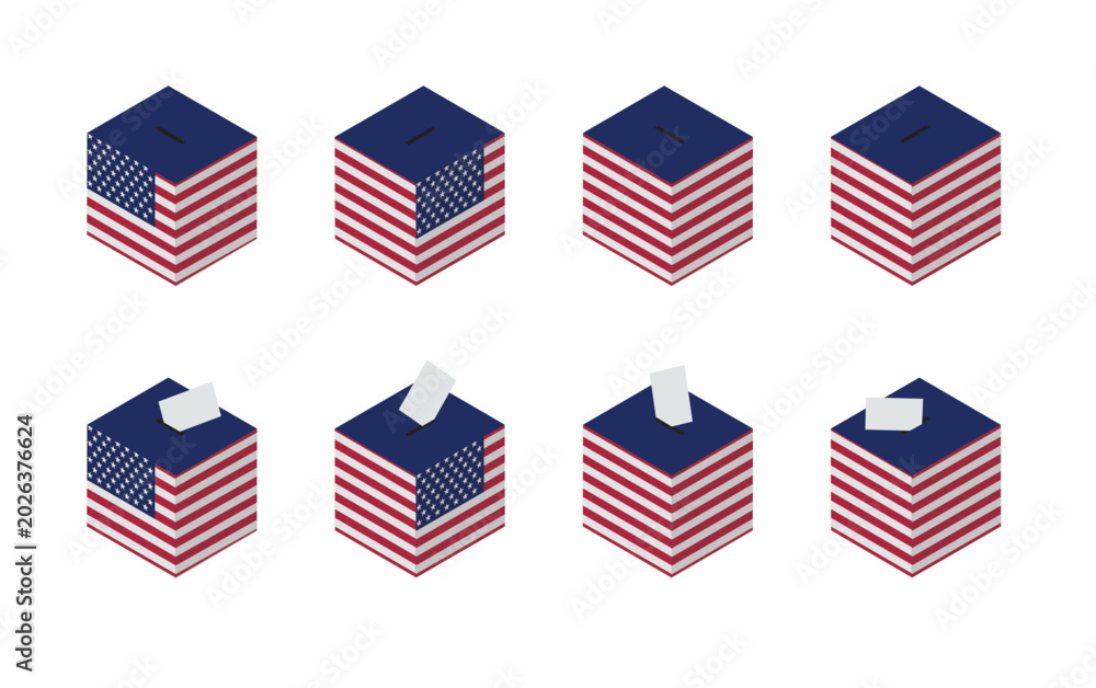 Obraz premium The United States of America Election Ballot Box Vector Isometric
