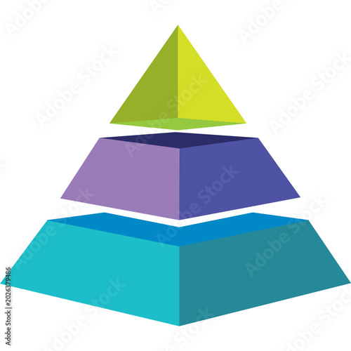 3d isometric Three Tiered Pyramid Diagram illustration 