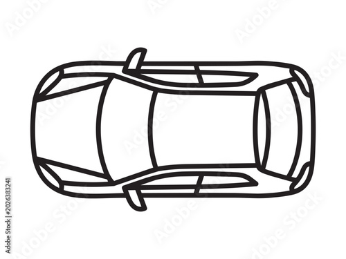 Simple black and white outline showing a generic four door passenger vehicle from above