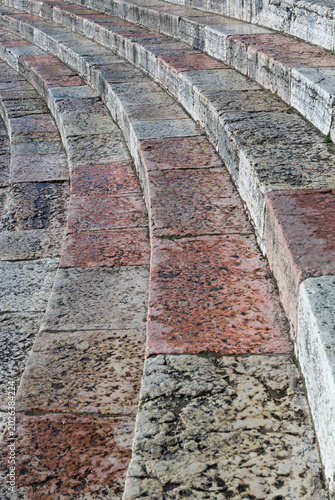 Obraz na plátne Ancient Roman red and white marble steps .