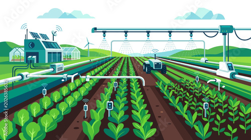Fotografía Innovative smart farming system with automated irrigation and advanced technolog