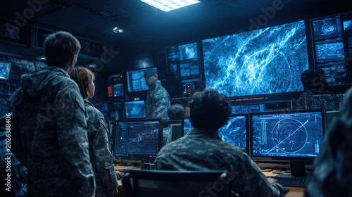 Military Command Center Analyzing Unidentified Aerial Activity