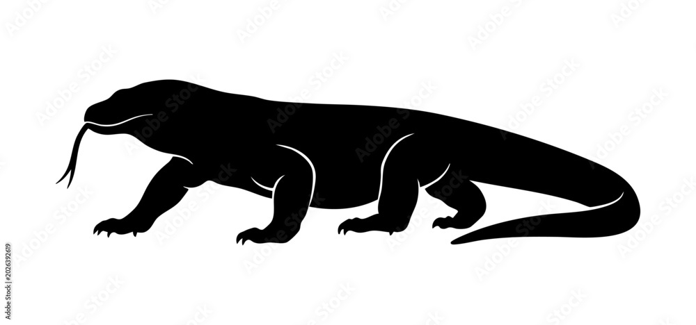 Fototapeta premium Komodo Dragon Silhouette Vector