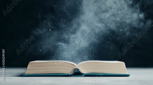 Open Book with Ethereal Dust: A Magical Realm of Knowledge and Imagination