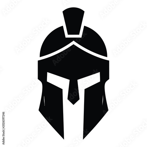 Tableau sur toile Spartan warrior helmet icon silhouette ancient Greek symbol  vector graphics ico