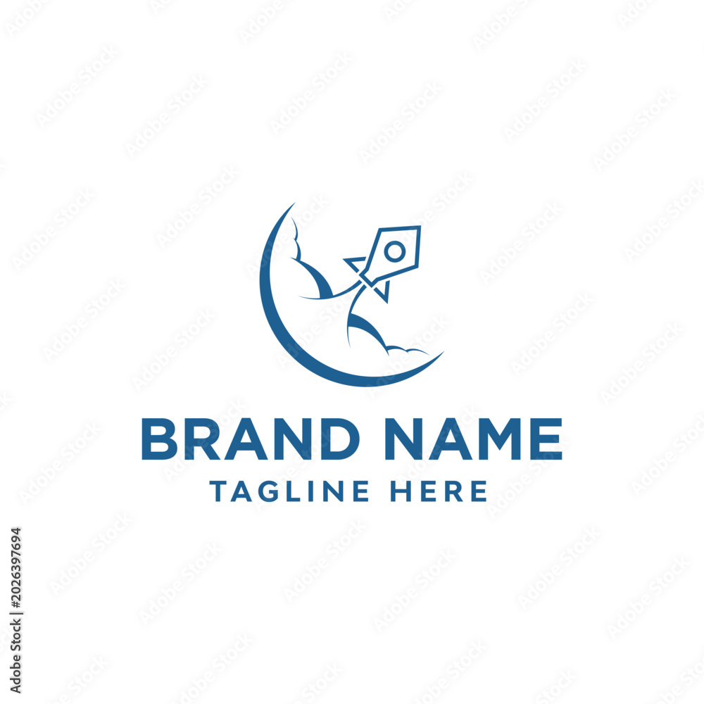 Fototapeta premium Modern Rocket Cloud Startup Logo Vector Design